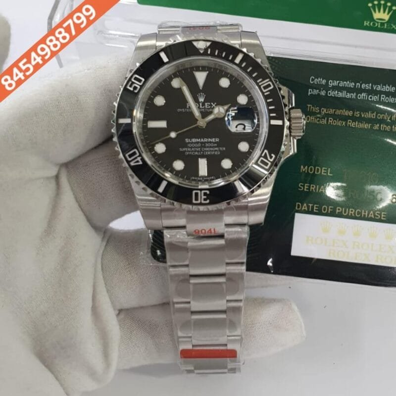 Rolex Submariner Silver Black Dial Swiss ETA Calibre 3235 Automatic Movement Watch