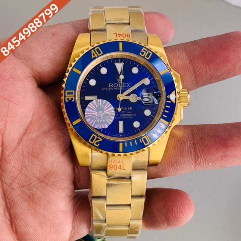 Rolex Submariner Full Gold Blue Dial Swiss Automatic Watch
