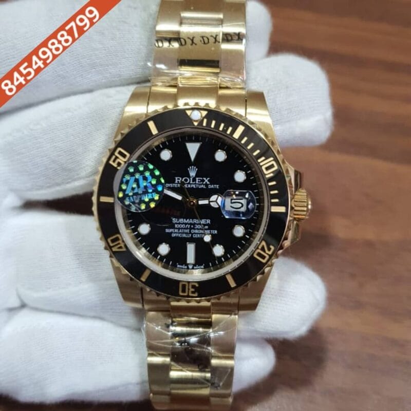 Rolex Submariner Full Rose Gold Black Dial Swiss Automatic Watch