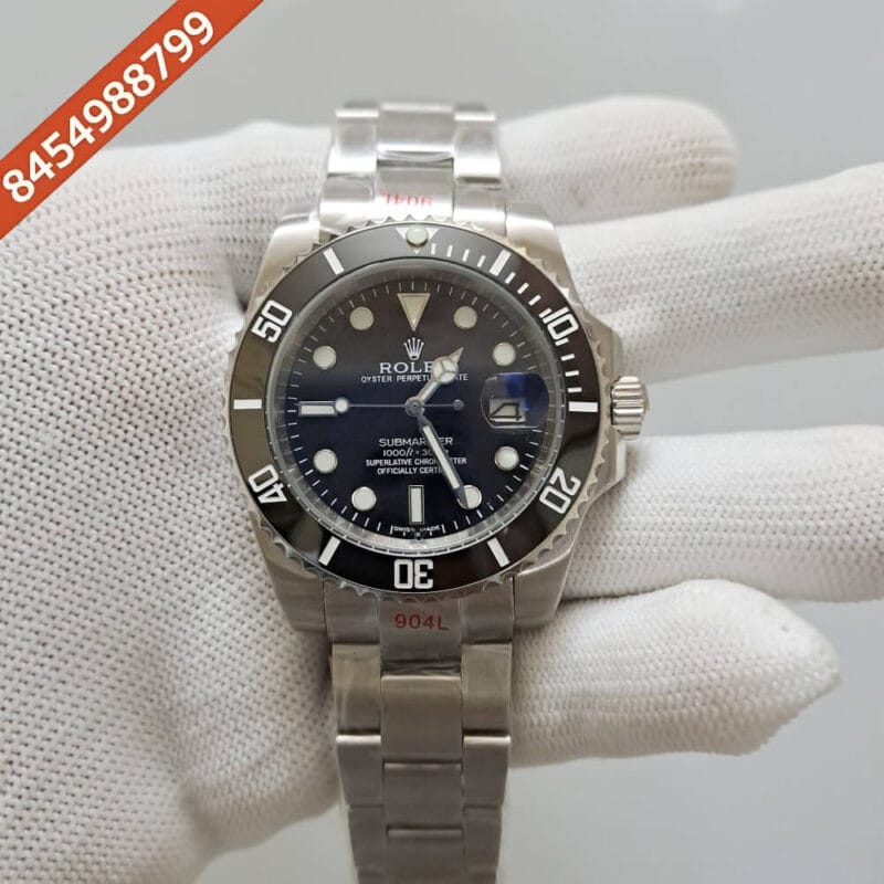 Rolex Submariner Silver Black Dial Swiss Automatic Watch