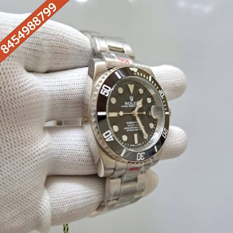 Rolex Submariner Silver Black Dial Swiss Automatic Watch - Image 3