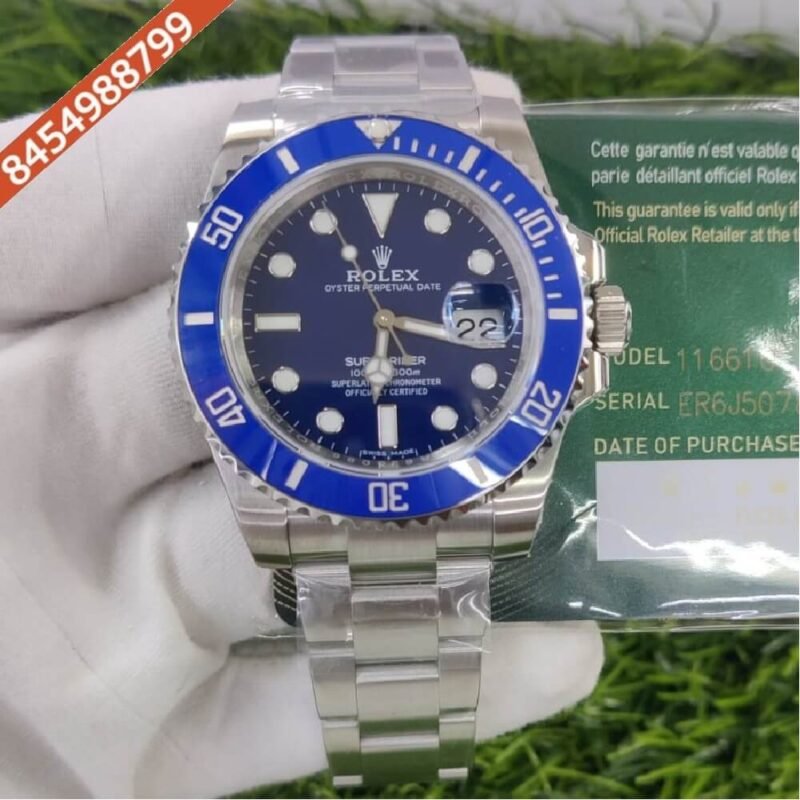 Rolex Submariner Silver Blue Dial Swiss ETA Calibre 3235 Automatic Movement Watch