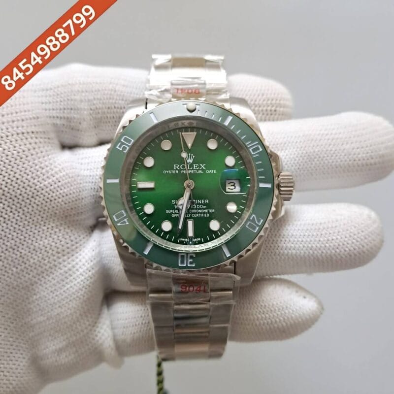 Rolex Submariner Silver Green Dial Swiss Automatic Watch - Image 2