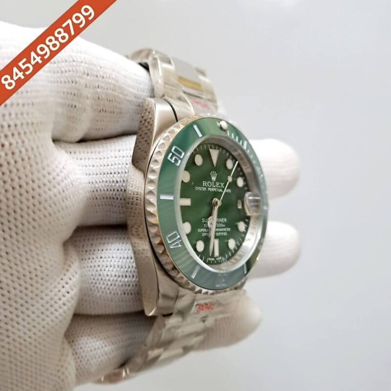 Rolex Submariner Silver Green Dial Swiss Automatic Watch - Image 3
