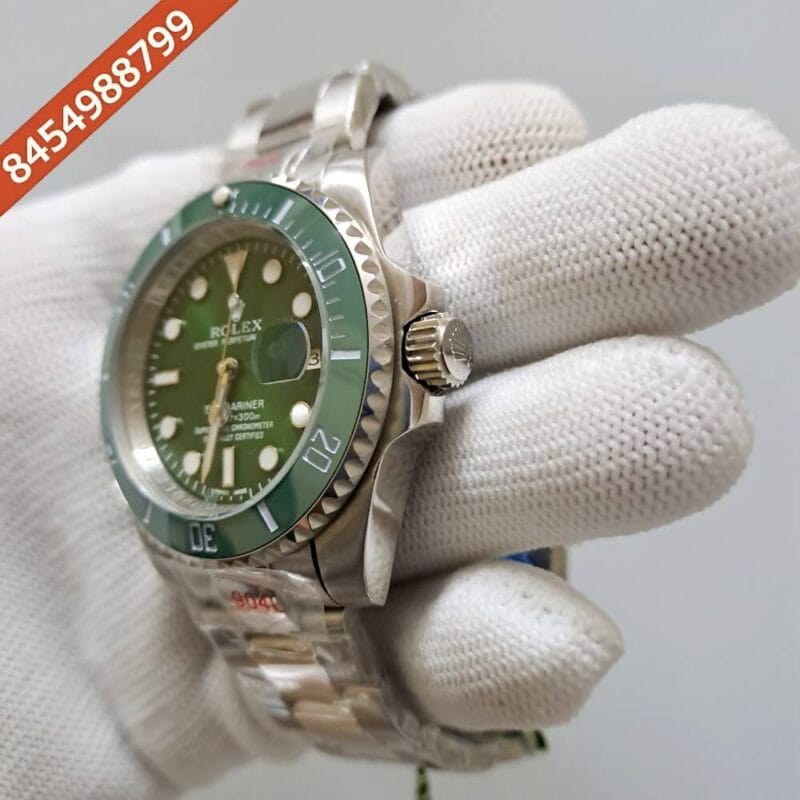 Rolex Submariner Silver Green Dial Swiss Automatic Watch - Image 4