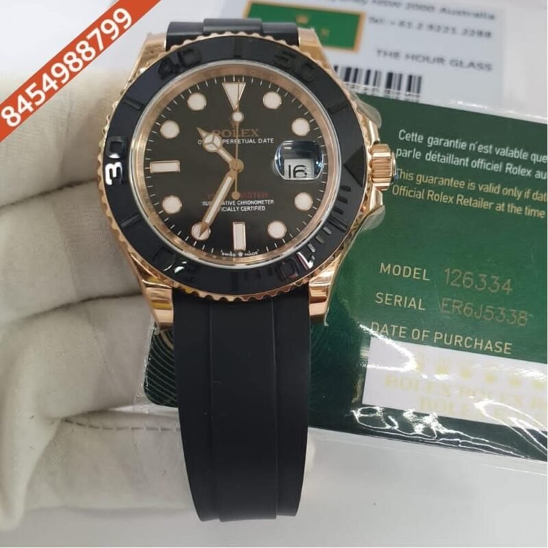 Rolex Yacht-Master Rose Gold Black ETA Caliber 3235 Automatic Movement Watch