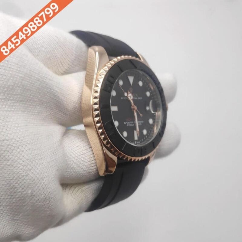 Rolex Yacht Master Rose Gold Rubber Strap Automatic Watch - Image 3