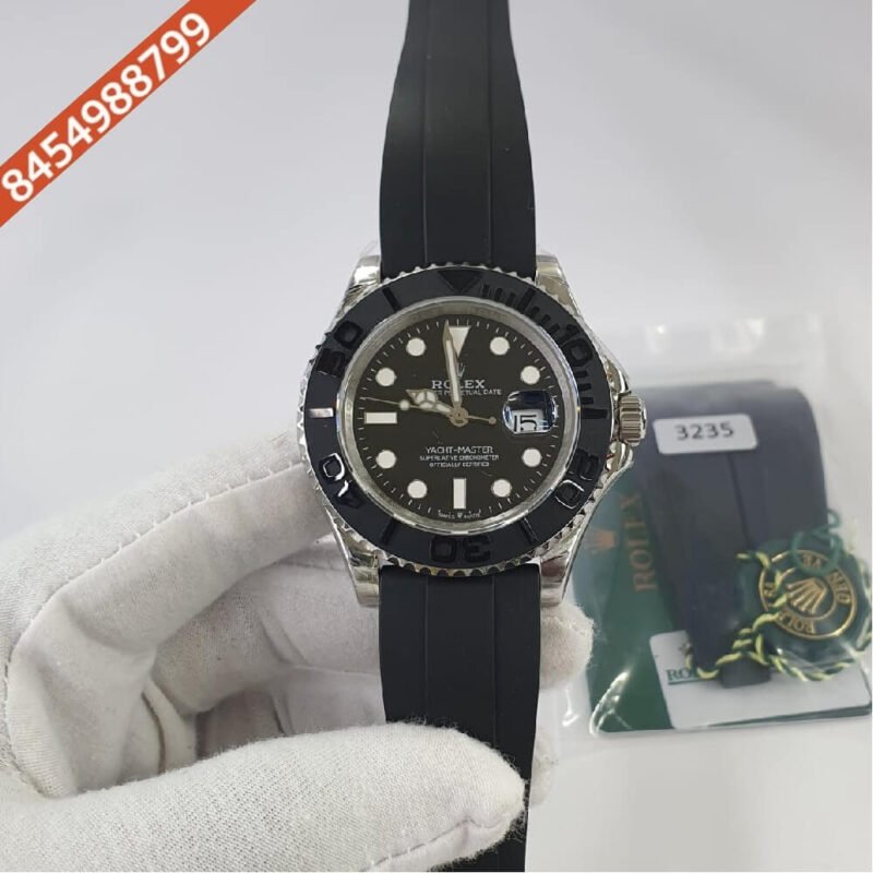 Rolex Yacht-Master Silver Black ETA Caliber 3235 Automatic Movement Watch