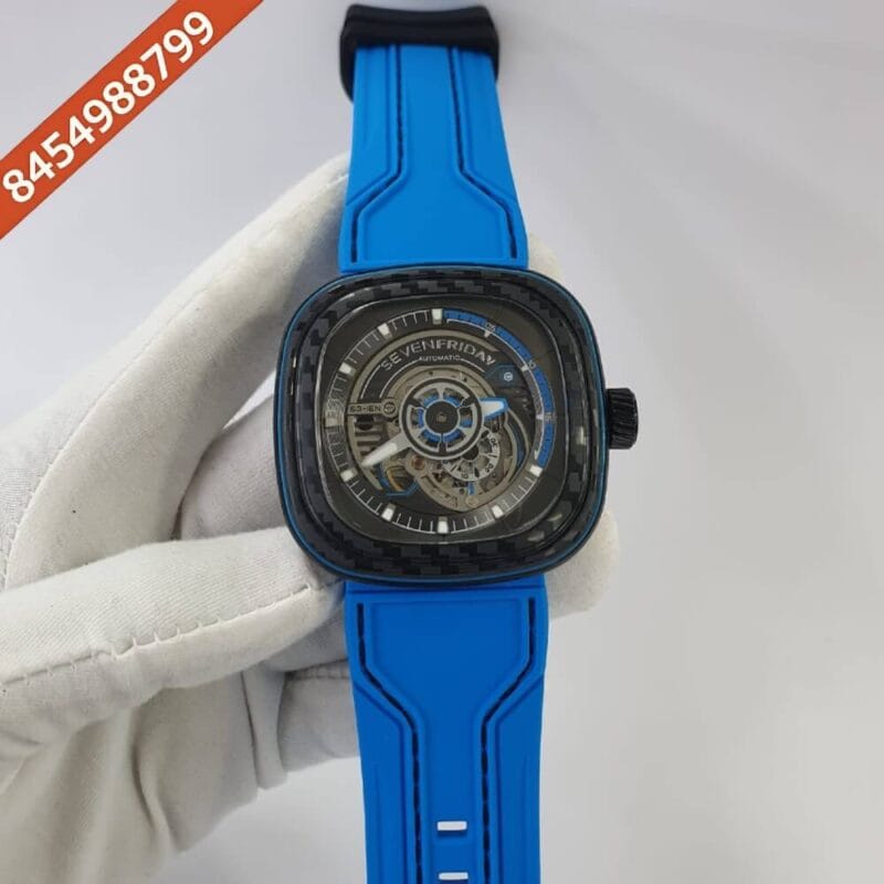 Seven Friday T-Series Black Dial Blue rubber strap Swiss Automatic Watch