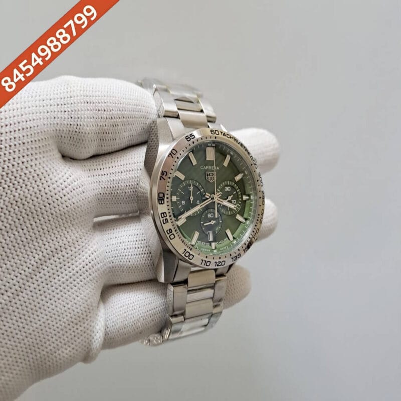 Tag Heuer Carrera Sport Steel Chronograph Green Dial Swiss Watch - Image 2