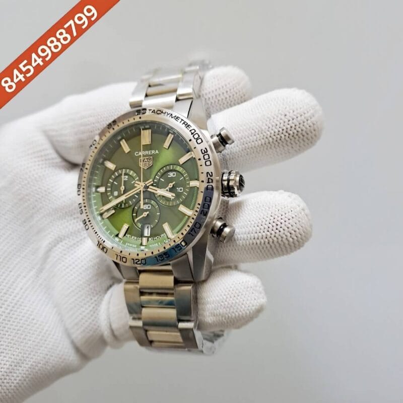Tag Heuer Carrera Sport Steel Chronograph Green Dial Swiss Watch - Image 3