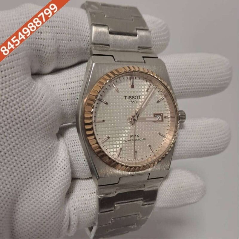 Tissot 1853 T-Classic PRX Full Steel Rose Gold White Dial Swiss Watch - Image 2