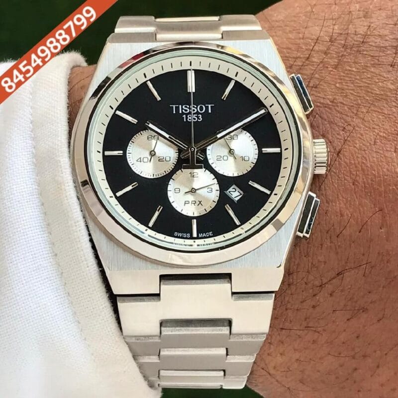 Tissot 1853 T-Classic PRX Steel Black Dial Chronograph Swiss Watch