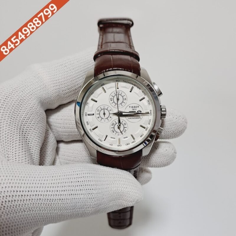 Tissot Coutrier 1853 Chronograph White Dial Brown Leather Strap Swiss Watch