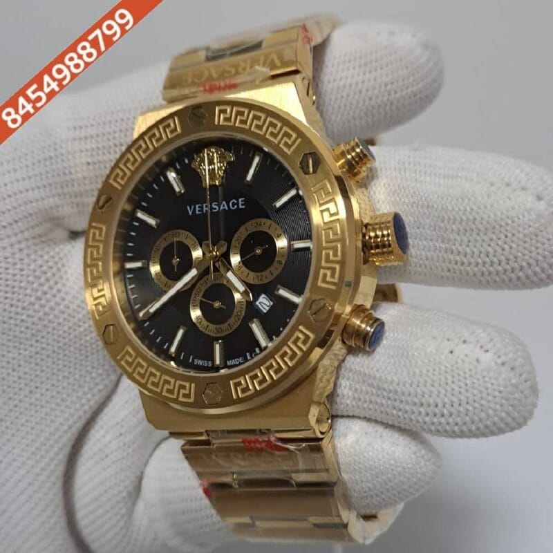 Versace Chronograph Gold Black Dial Swiss Watch - Image 2
