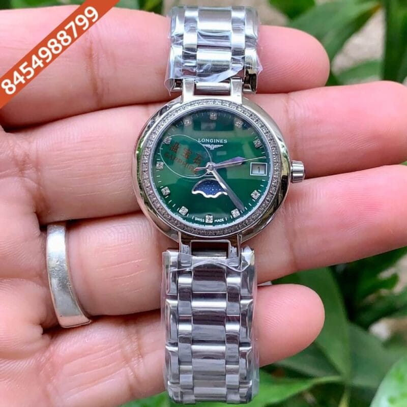 Longines PrimaLuna Diamond Green Dial Swiss Watch