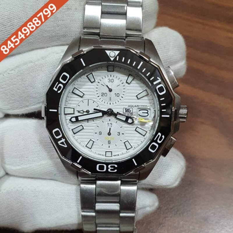 Tag Heuer Calibre Aquaracer Chronograph Date White Dial Swiss Watch