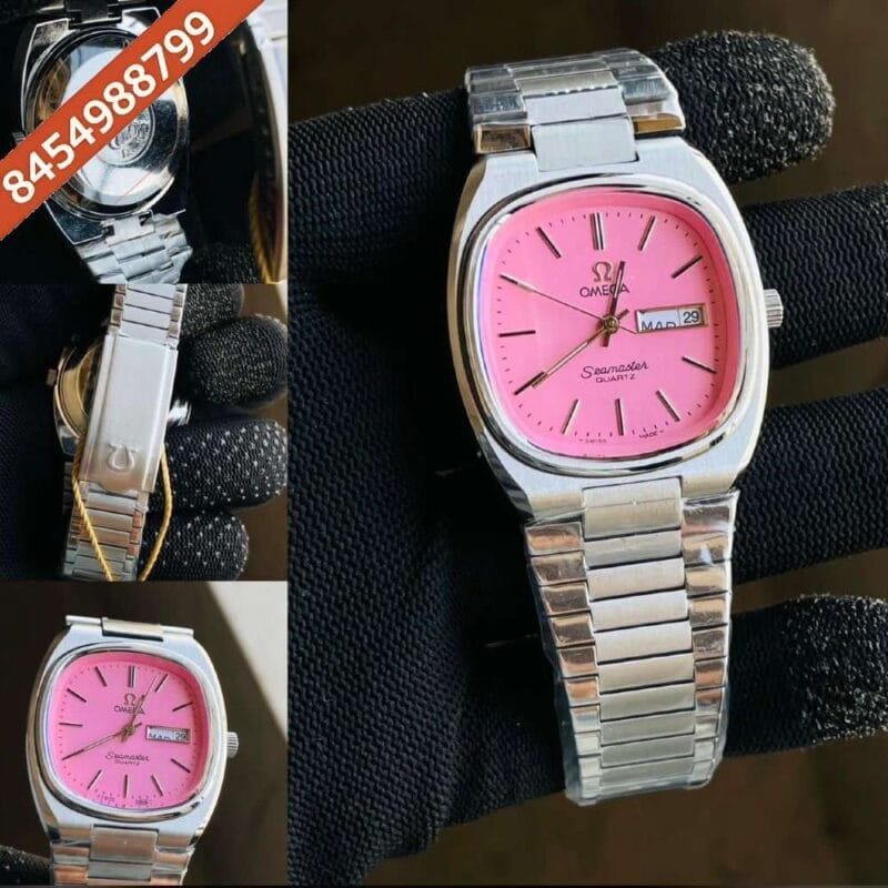 Omega Seamaster Square Steel Pink Dial Swiss Watch - Image 2