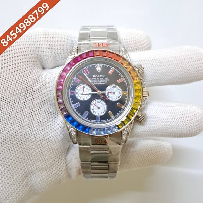 Rolex Daytona Rainbow Silver Swiss Automatic Watch