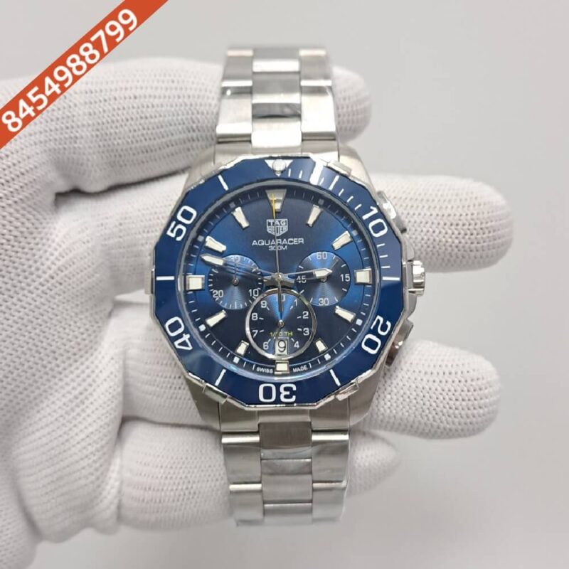 Tag Heuer Aquaracer Calibre 5 Chronograph Blue Steel Strap Swiss Watch