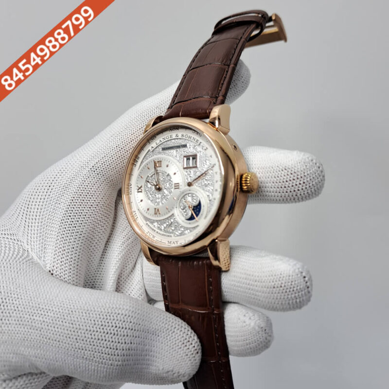 A. Lange & Shone Grand Lange 1 Moon Phase Rose Gold White Swiss Automatic Watch - Image 2