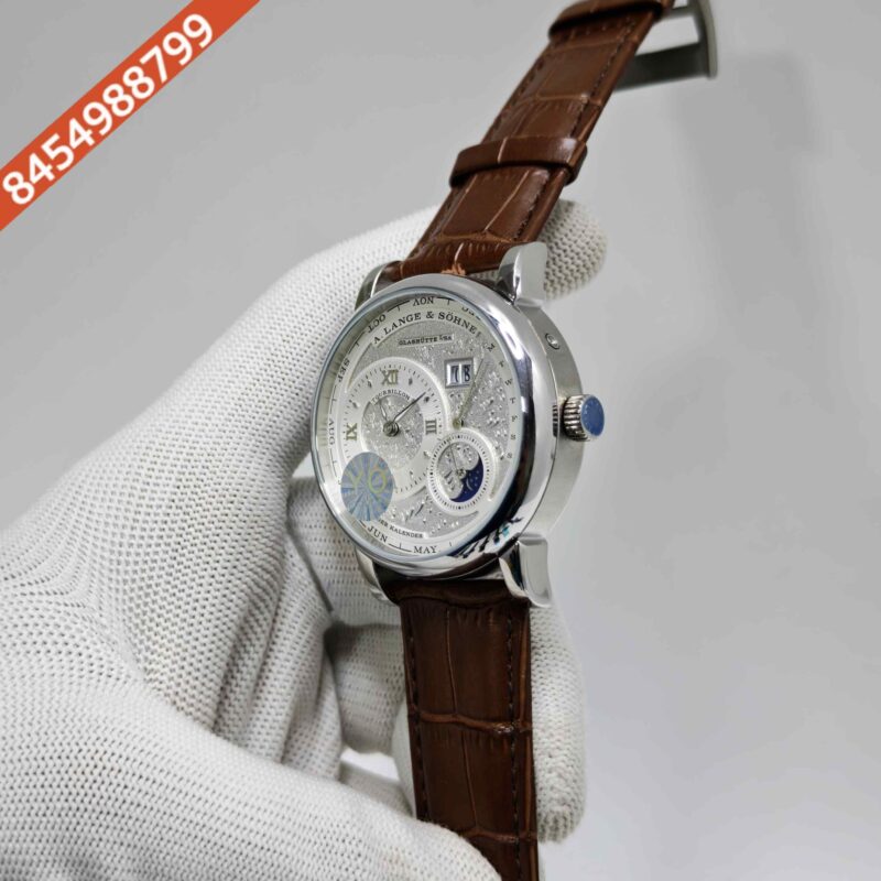 A. Lange & Shone Grand Lange 1 Moon Phase Silver White Swiss Automatic Watch - Image 2