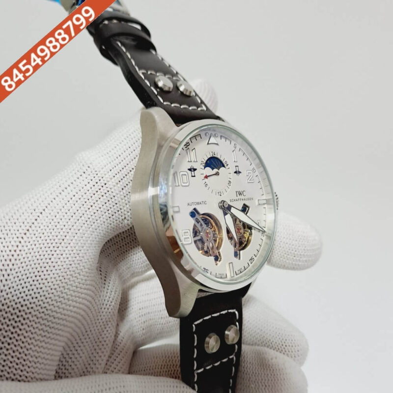 I W C Big Pilot Double Tourbillon Silver White Dial Swiss Automatic Watch - Image 3