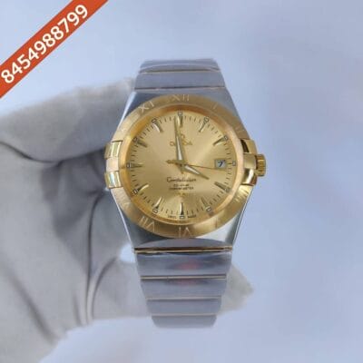 Omega Constellation Double Eagle Silver Gold Dial Stick Marker Swiss Automatic Watch