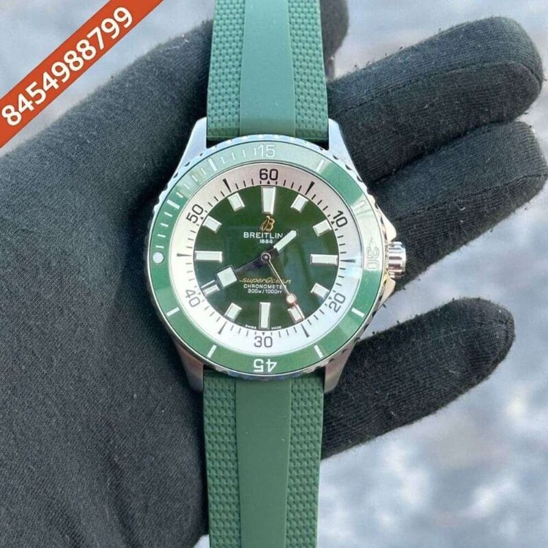 Breitling Super Ocean 44 Kelly Slater Green Dial Green Rubber Strap Swiss Automatic Watch