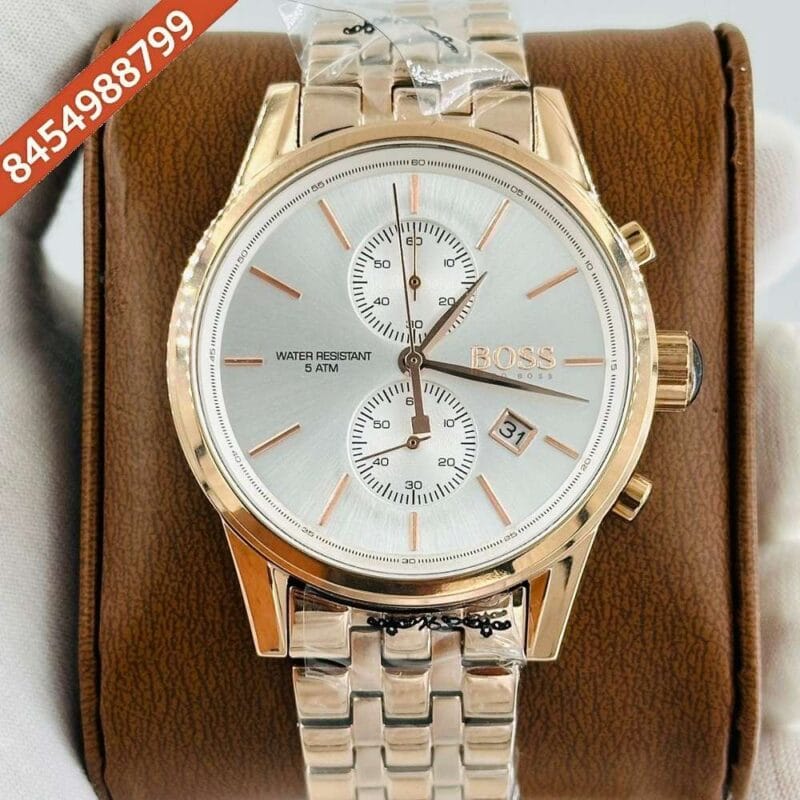 Hugo Boss Jet Gold White Dial Swiss Quartz Chronograph Watch