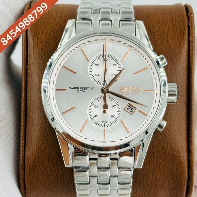 Hugo Boss Jet Steel White Dial Chronograph Swiss Quartz Watch