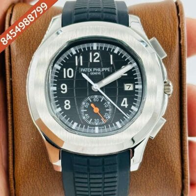 Patek Philippe Aquanaut GMT Black Dial Black Rubber Strap Swiss Automatic Watch