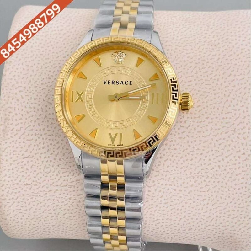 Versace Hellenyium Lady Dual Tone Gold Dial Swiss Watch