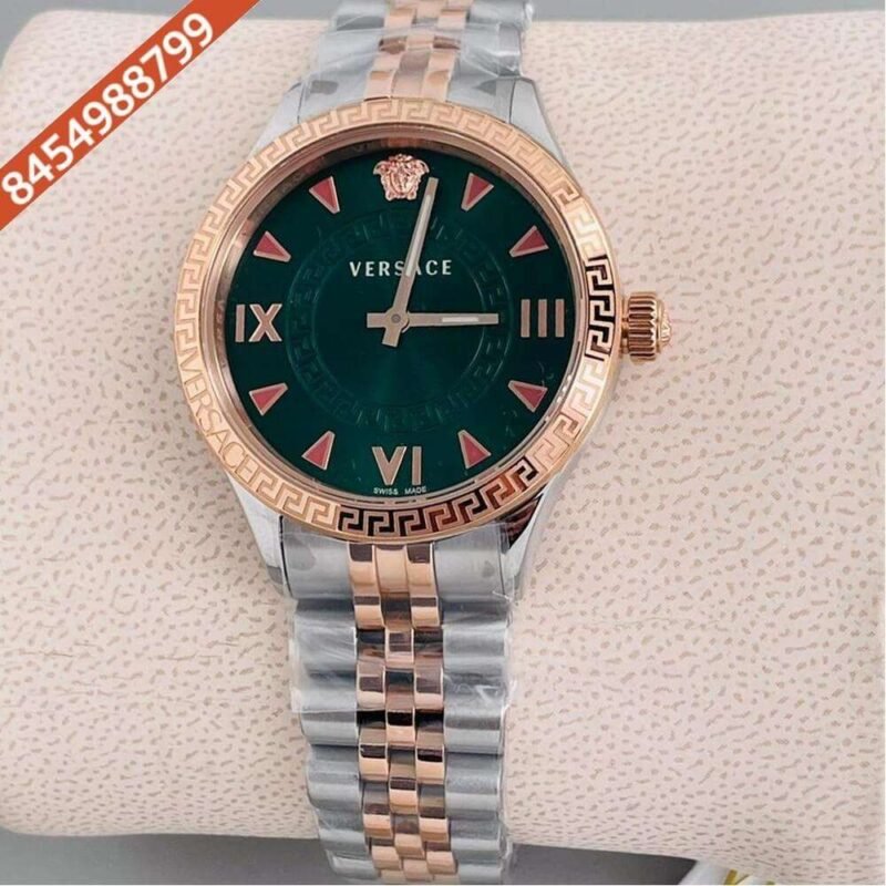 Versace Hellenyium Lady Dual Tone Green Dial Swiss Watch