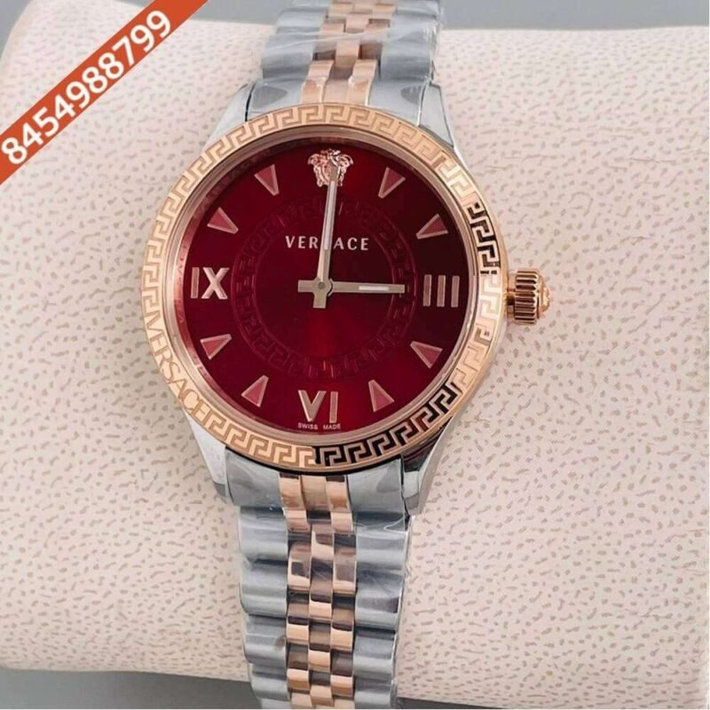 Versace Hellenyium Lady Dual Tone Red Dial Swiss Watch