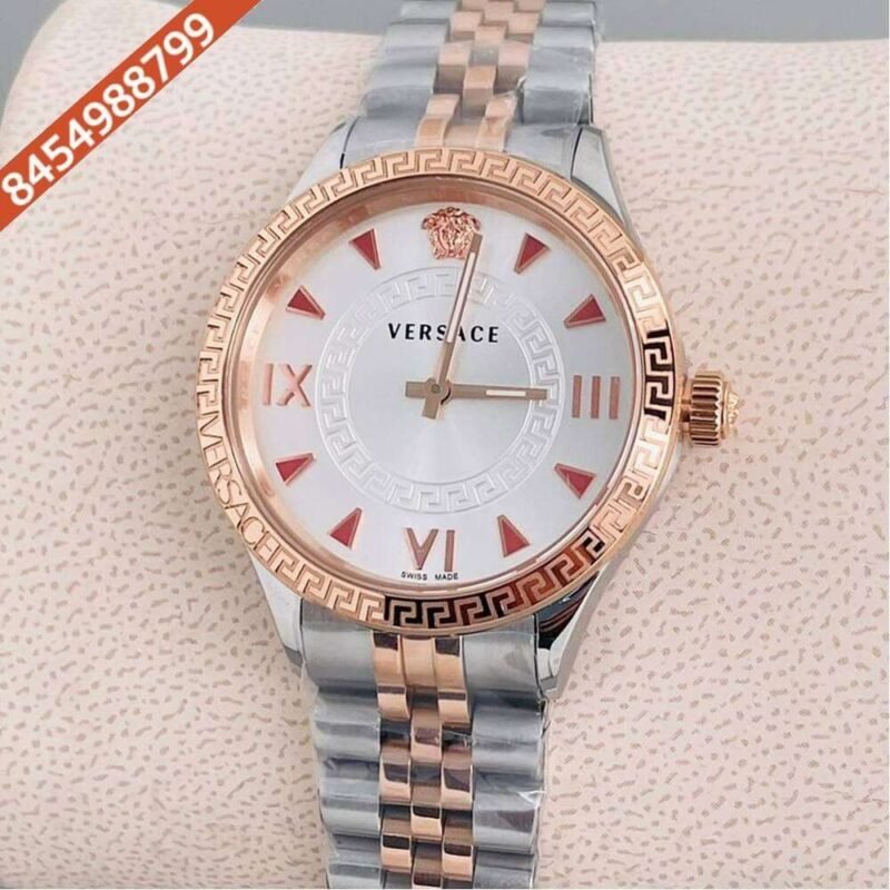 Versace Hellenyium Lady Dual Tone White Dial Swiss Watch