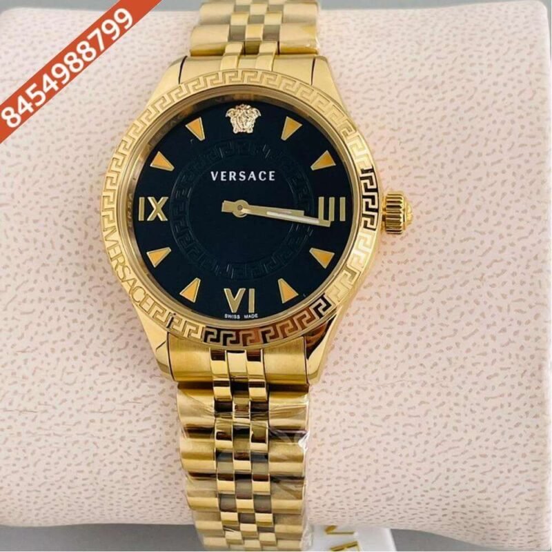 Versace Hellenyium Lady Gold Black Dial Swiss Watch