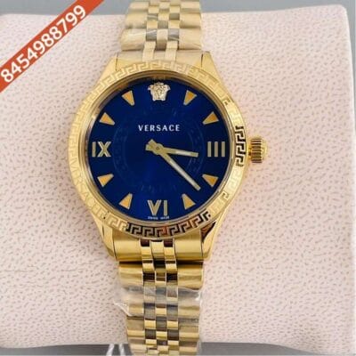Versace Hellenyium Lady Gold Blue Dial Swiss Watch
