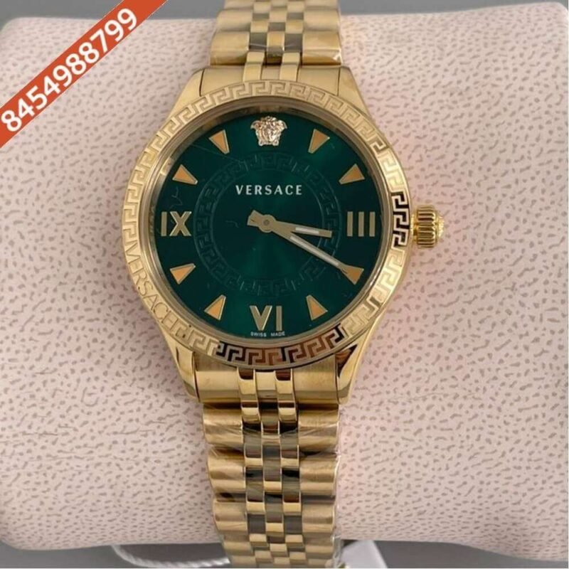 Versace Hellenyium Lady Gold Green Dial Swiss Watch