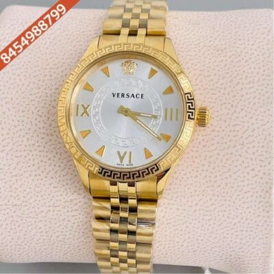 Versace Hellenyium Lady Gold White Dial Swiss Watch