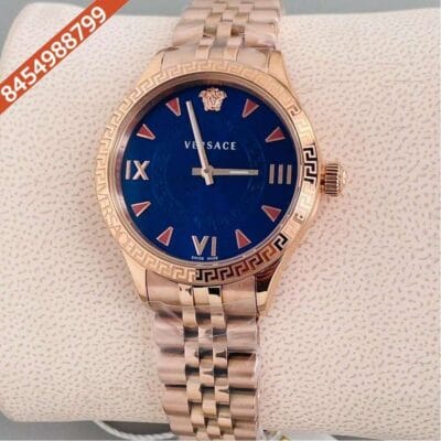 Versace Hellenyium Lady Rose Gold Blue Dial Swiss Watch
