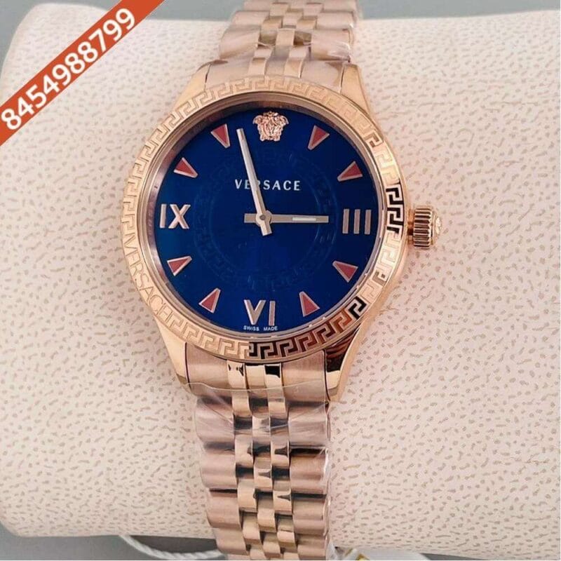 Versace Hellenyium Lady Rose Gold Blue Dial Swiss Watch