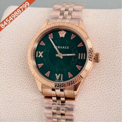 Versace Hellenyium Lady Rose Gold Green Dial Swiss Watch