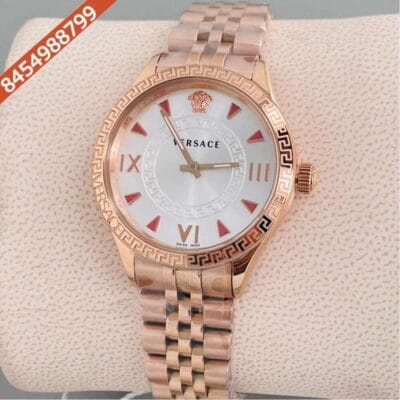 Versace Hellenyium Lady Rose Gold White Dial Swiss Watch
