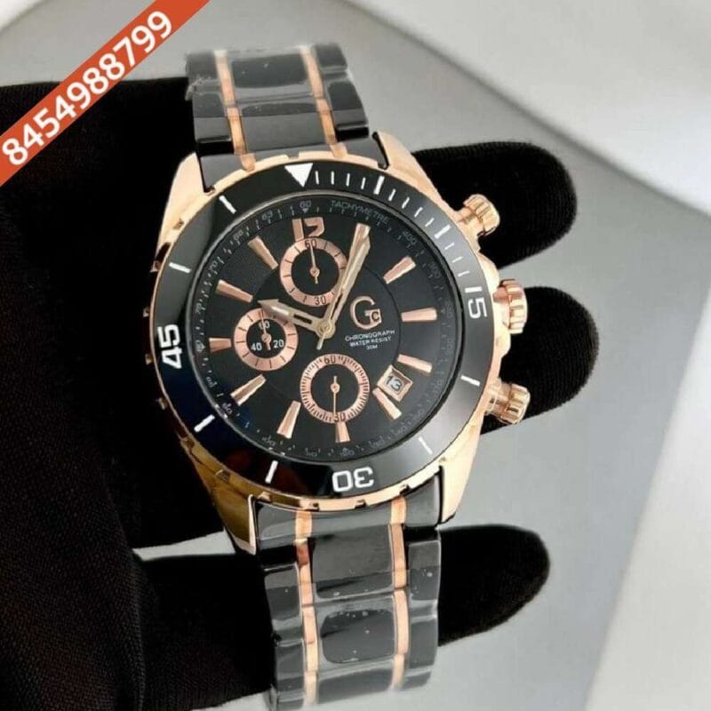 GC Chonograph Rose Gold Black Ceramic Swiss Watch