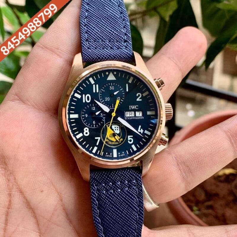 IWC Pilot’s Chronograph Rose Gold Case Black Dial Swiss Watch