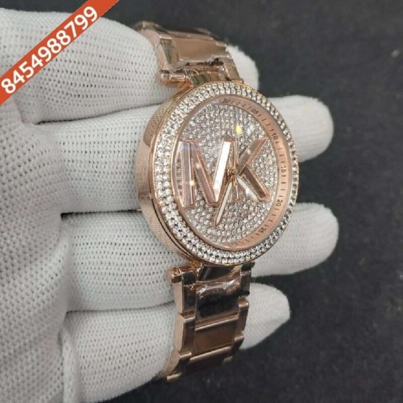 Michael Kors Diamond Studded Dial Full Rose Gold Swiss Watch - Image 3