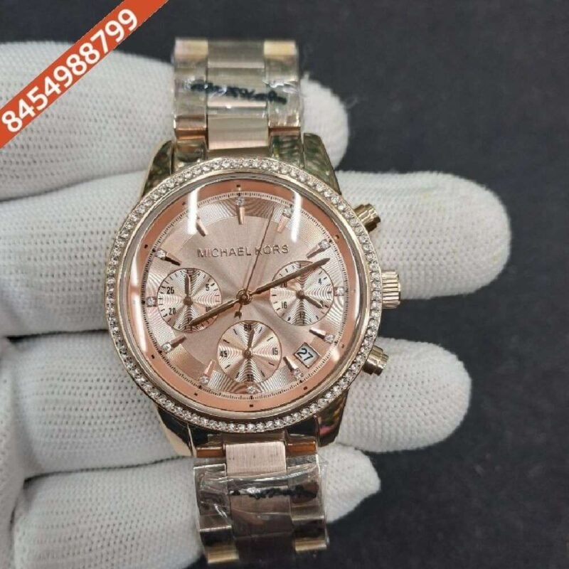 Michael Kors Ritz Chronograph Rose Gold Dial Swiss Watch