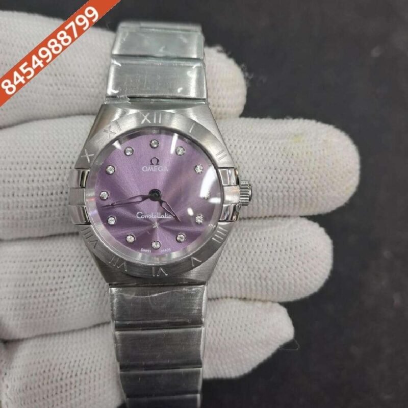 Omega Constellation Full Silver Purple Dial Swiss Watch