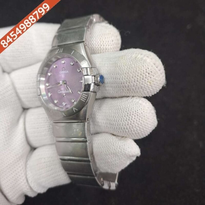 Omega Constellation Full Silver Purple Dial Swiss Watch - Image 3